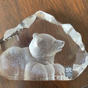 Mats Jonasson Lead Crystal Bear Art, 5.75"x4"